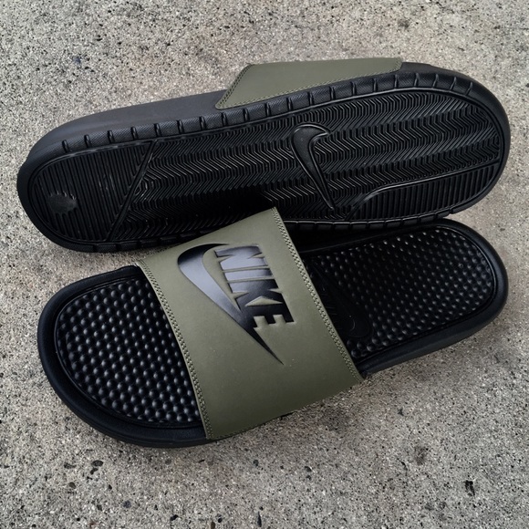 NIKE BENASSI SLIDES JUST DO IT JDI ARMYS OLIVES - Picture 5 of 6